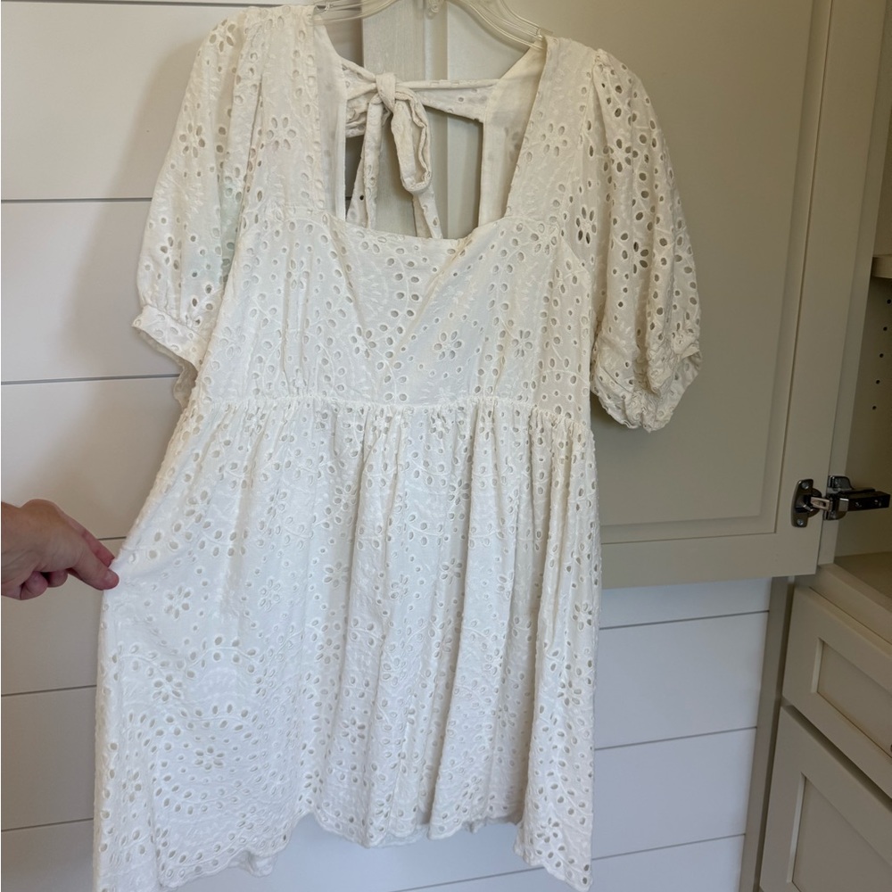 Chelsea & Violet Eyelet Cream Dress